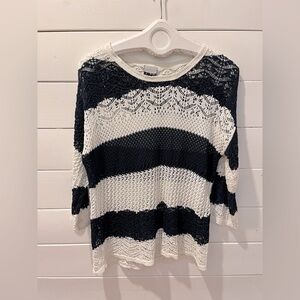 Striped Crochet Sweater – Blu Sky